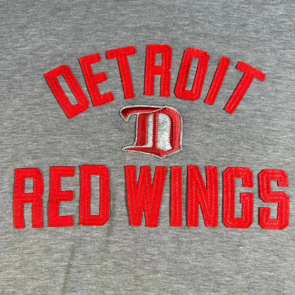 Fanatics‎ Detroit Red Wings NHL Hoodie Mens XXL Grey Red Embroidered Pullover